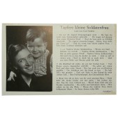 Почтовая открытка с солдатскими песнями " Отважная, маленькая солдатская жена"